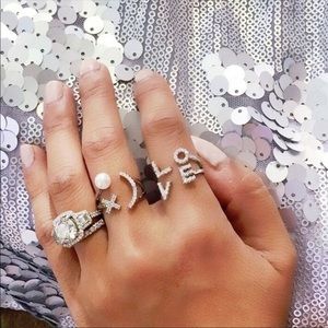 Love Pave Silver Tone Adjustable Fashion Ring Valentine’s Day 💘